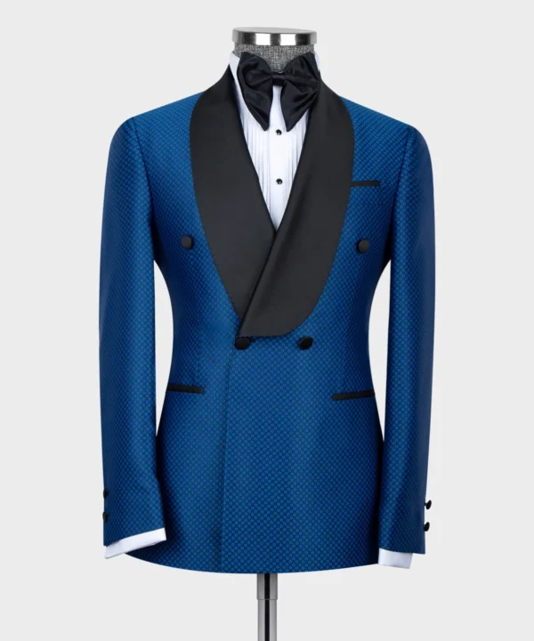 Blue-Black Lapeled Double Breasted Classic Tuxedo