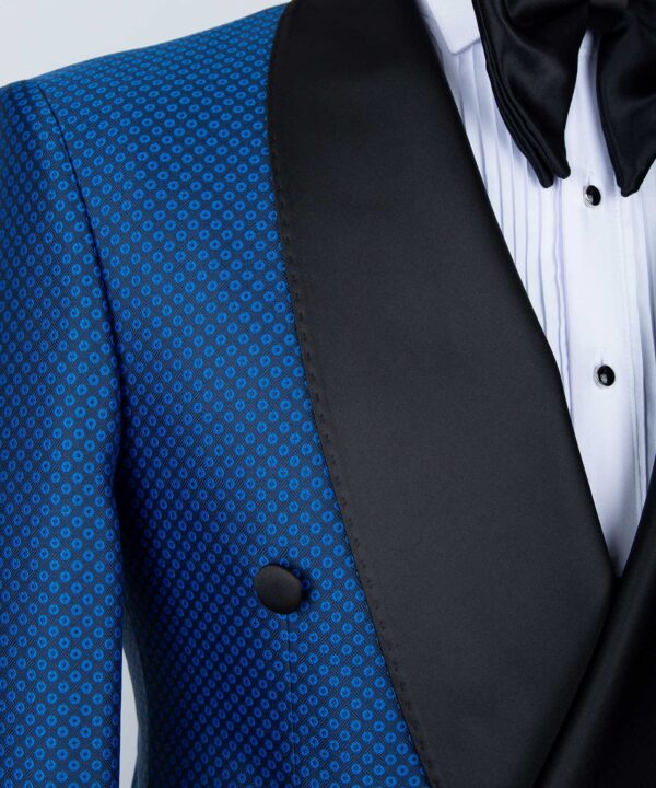 Blue-Black Lapeled Double Breasted Classic Tuxedo - Image 3