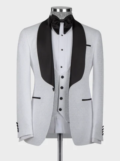 BLACK SATIN COLLAR WHITE TUXEDO