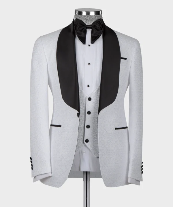 BLACK SATIN COLLAR WHITE TUXEDO