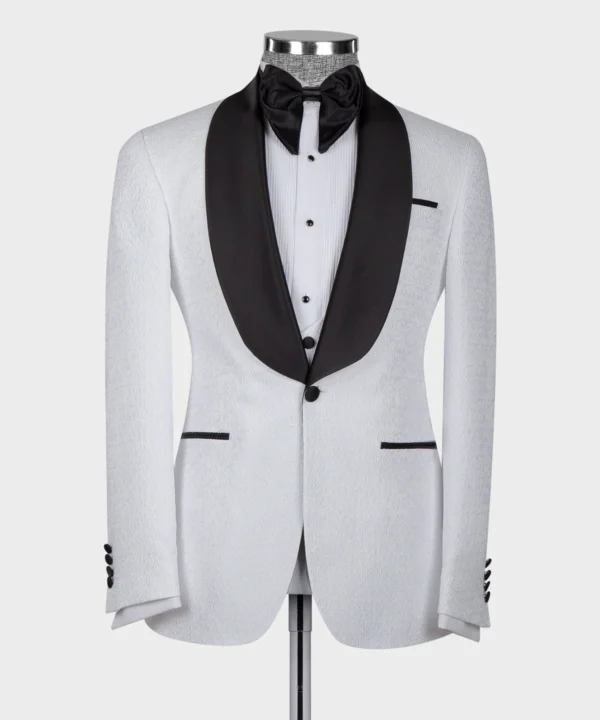 BLACK SATIN COLLAR WHITE TUXEDO - Image 2