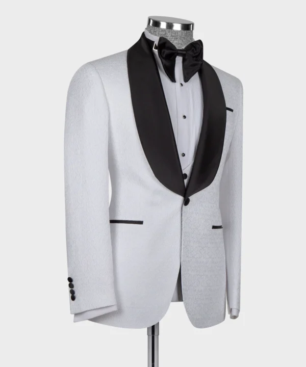 BLACK SATIN COLLAR WHITE TUXEDO - Image 3