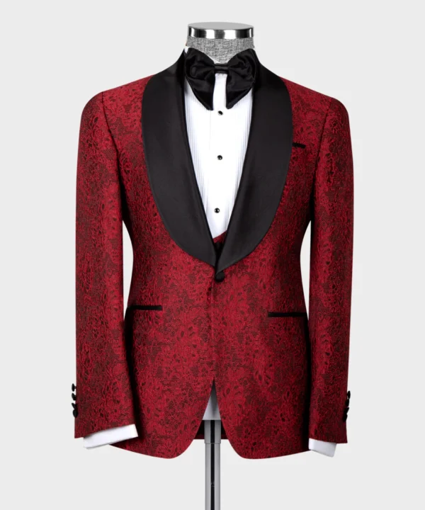 BLACK SATIN COLLAR RED TUXEDO - Image 2