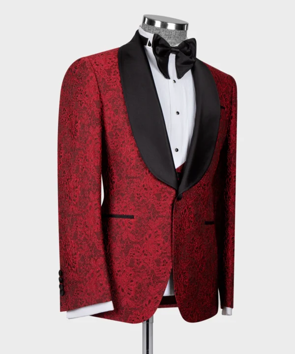 BLACK SATIN COLLAR RED TUXEDO - Image 3