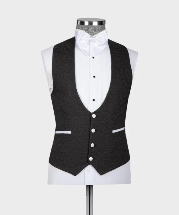 WHITE SATIN COLLAR BLACK TUXEDO - Image 5