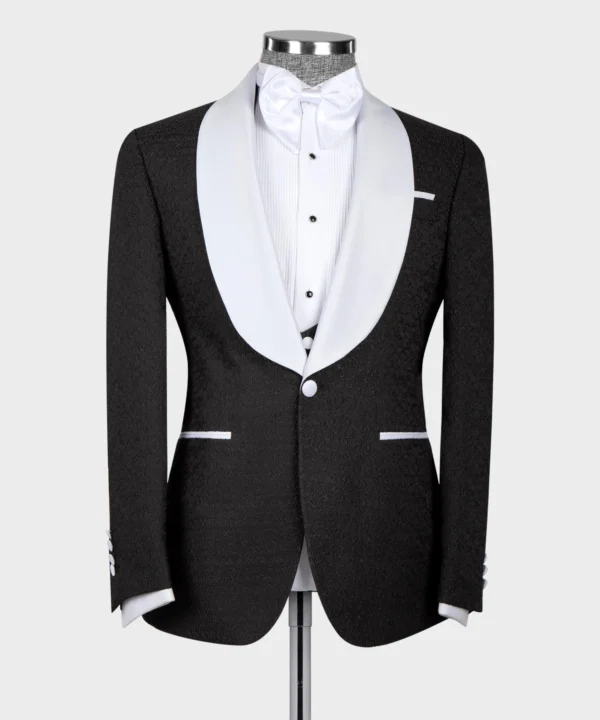 WHITE SATIN COLLAR BLACK TUXEDO - Image 2