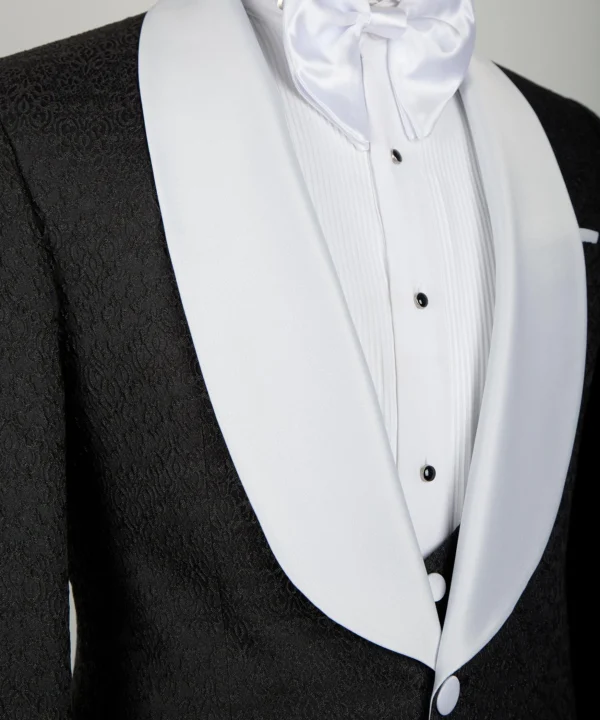 WHITE SATIN COLLAR BLACK TUXEDO - Image 4