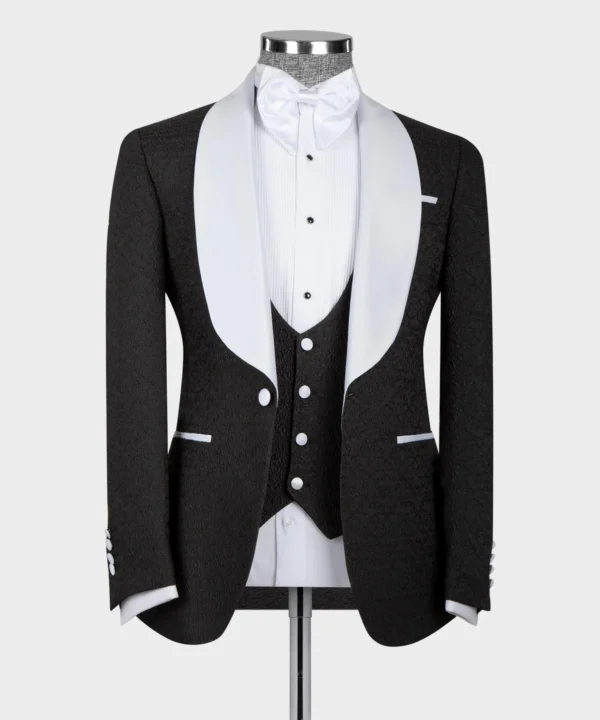 WHITE SATIN COLLAR BLACK TUXEDO