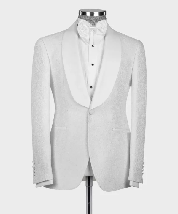 WHITE SATIN COLLAR WHITE TUXEDO - Image 2