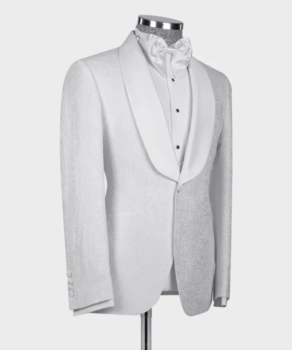 WHITE SATIN COLLAR WHITE TUXEDO - Image 3