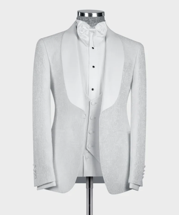 WHITE SATIN COLLAR WHITE TUXEDO