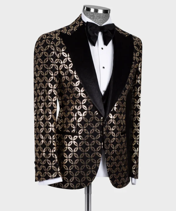 Velvet Lapeled Bronze Tuxedo - Image 3