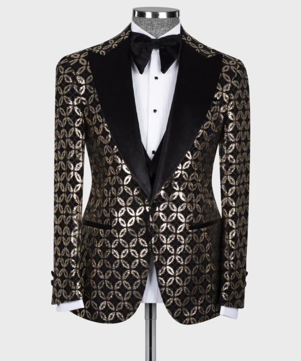 Velvet Lapeled Bronze Tuxedo - Image 2