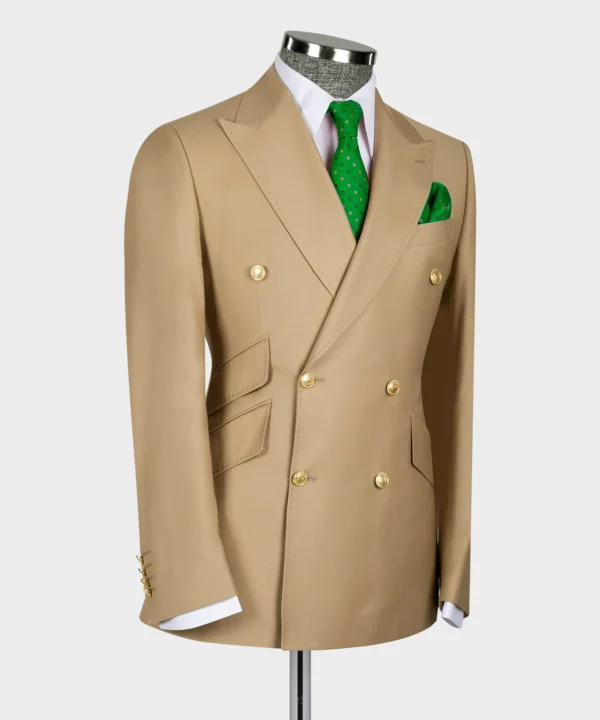 Gold Six Button Brown Double Breasted Suit - Image 2