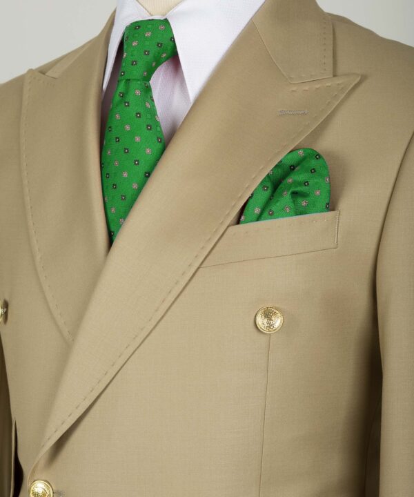 Gold Six Button Brown Double Breasted Suit - Image 3