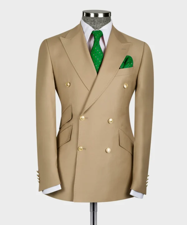 Gold Six Button Brown Double Breasted Suit