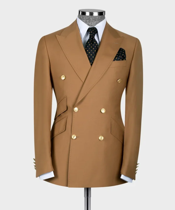 Gold Six Button Brown Double Breasted Suit