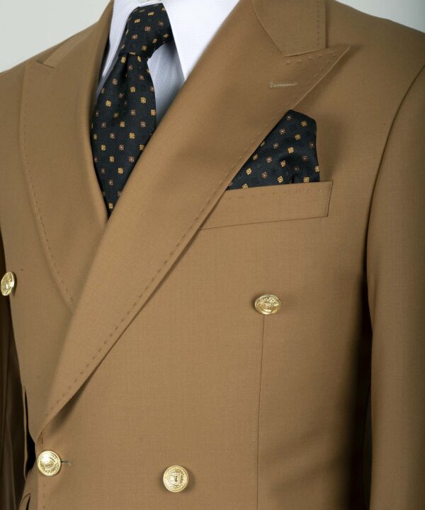 Gold Six Button Brown Double Breasted Suit - Image 2