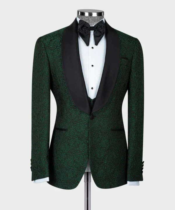 BLACK SATIN COLLAR GREEN TUXEDO - Image 2