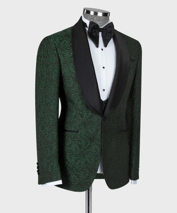 BLACK SATIN COLLAR GREEN TUXEDO - Image 3