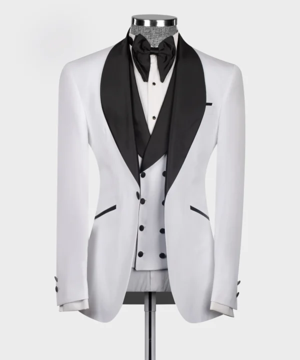 Black Stain Collar White Tuxedo