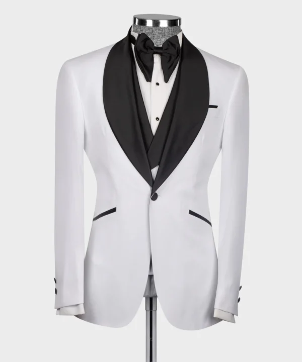 Black Stain Collar White Tuxedo - Image 2