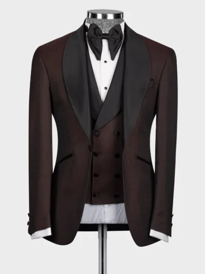 Black Stain Collar Burgundy Tuxedo