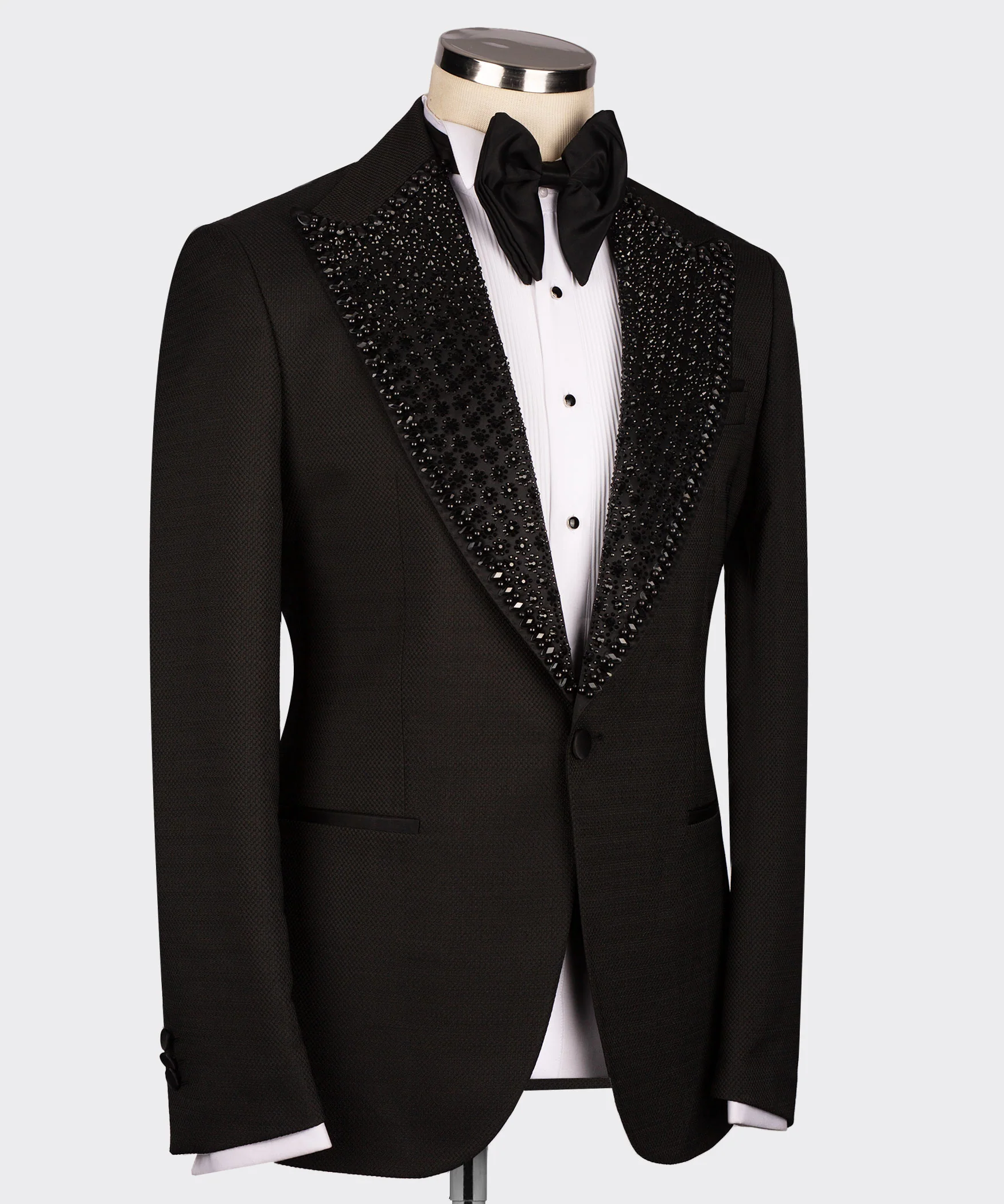 Black Gem Stone Collar Black Custom Tuxedo - Image 3