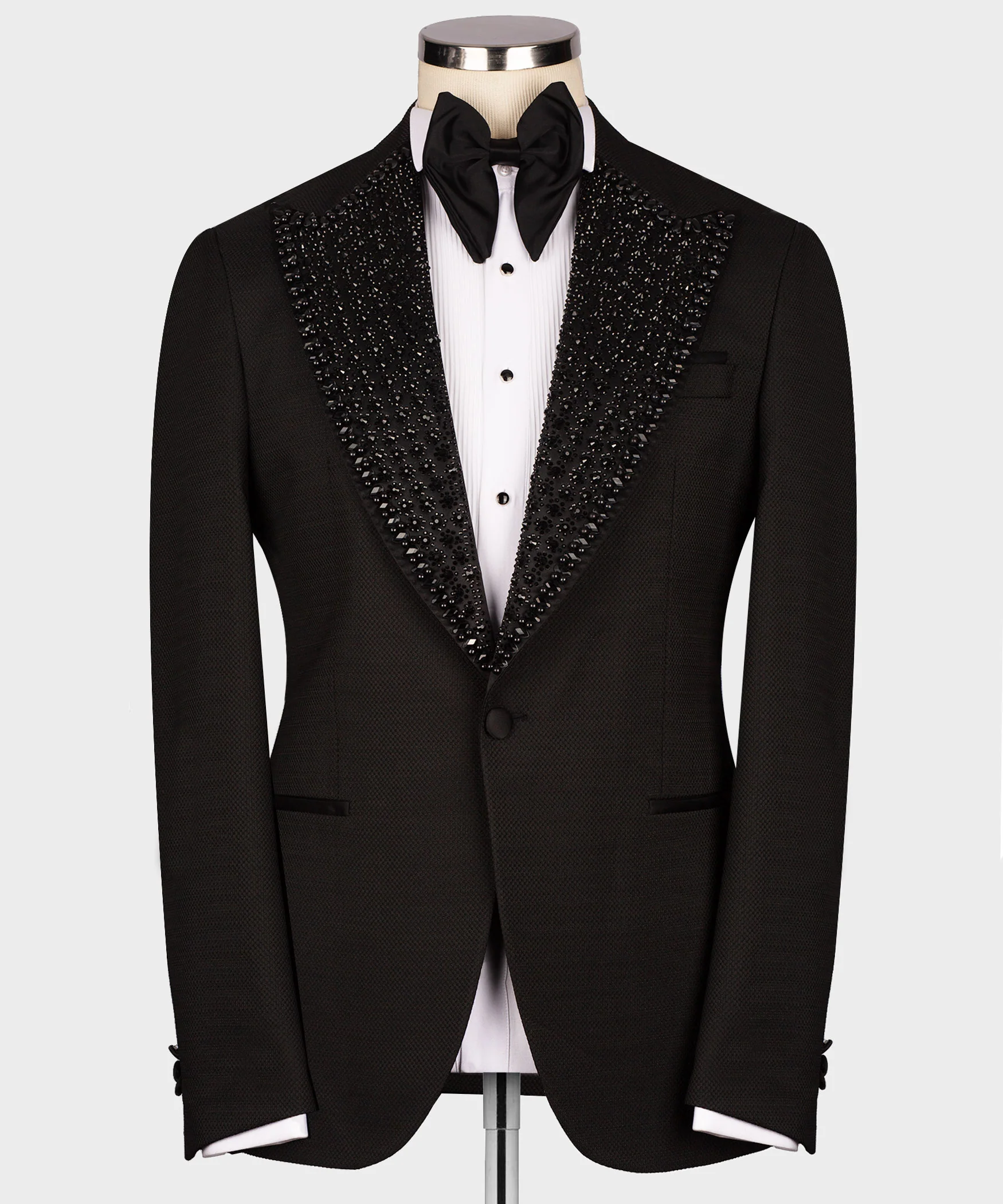 Black Gem Stone Collar Black Custom Tuxedo