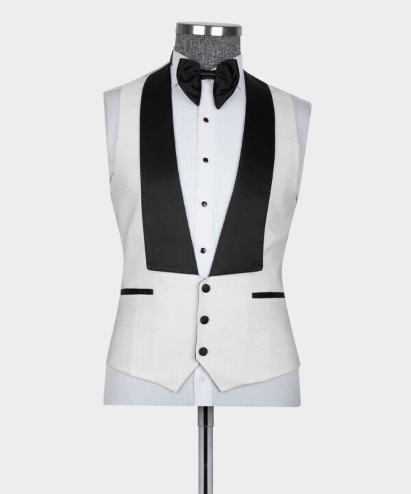 GEM STONE PİCKED LAPELED SPECİAL WHİTE&BLACK TUXEDO - Image 4