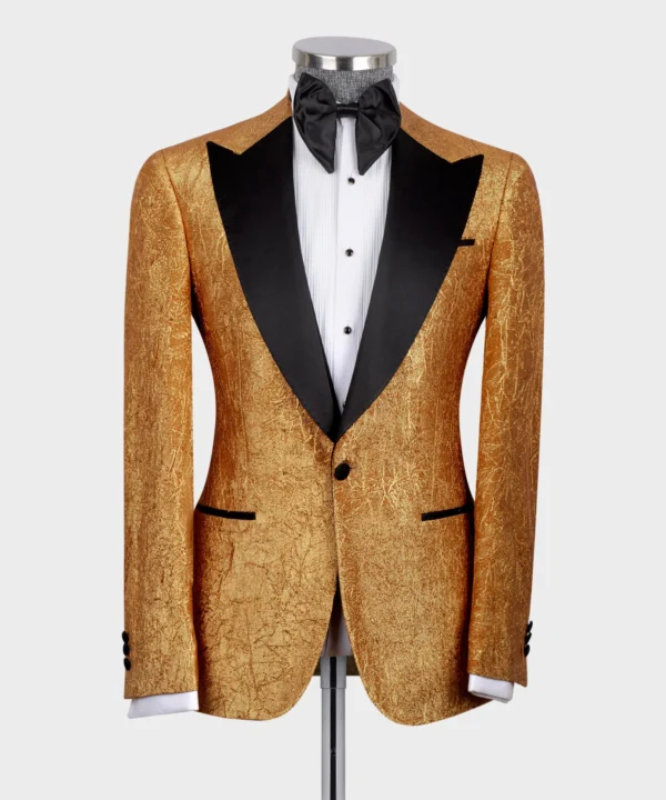 Herringbone Pattern Gold Tuxedo - Image 2