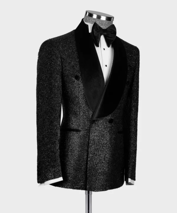 Black Velvet Collar Glitter Tuxedo - Image 2