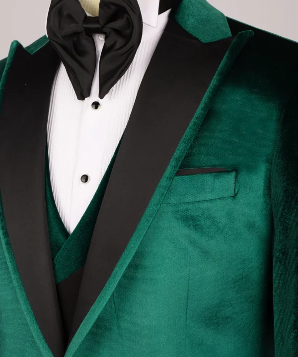 Satin Collar Green Velvet Tuxedo - Image 4