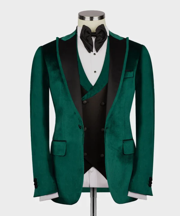 Satin Collar Green Velvet Tuxedo