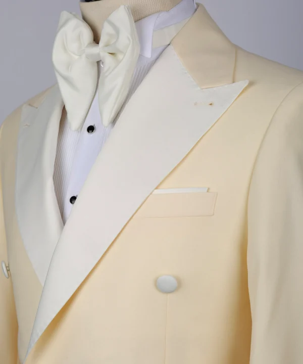 Cream Satin Collar Cream Classic Tuxedo - Image 3