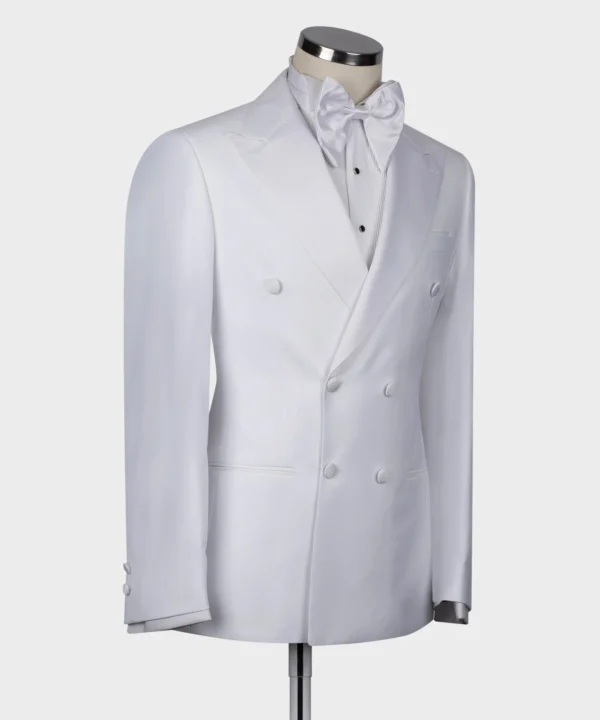 White Satin Collar White Classic Tuxedo - Image 2