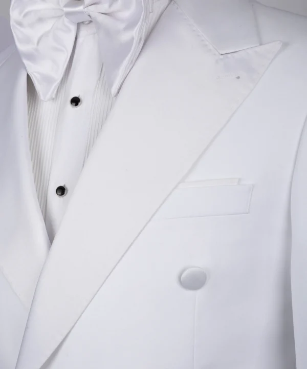 White Satin Collar White Classic Tuxedo - Image 3