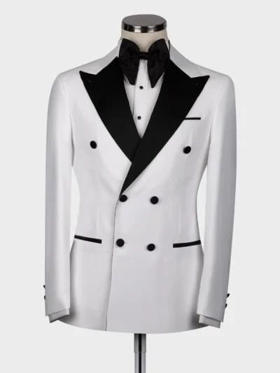 Black Satin Collar White Classic Tuxedo