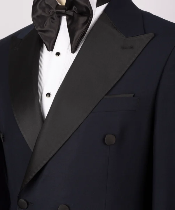 Black Satin Collar Navy Classic Tuxedo - Image 3