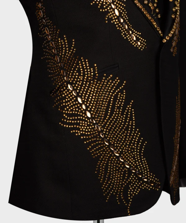 Royal Style Gold Stone Embroidered Tuxedo - Image 4