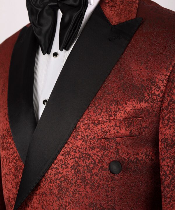 BLACK SATIN COLLAR BURGUNDY PATTERNED TUXEDOS - Image 4