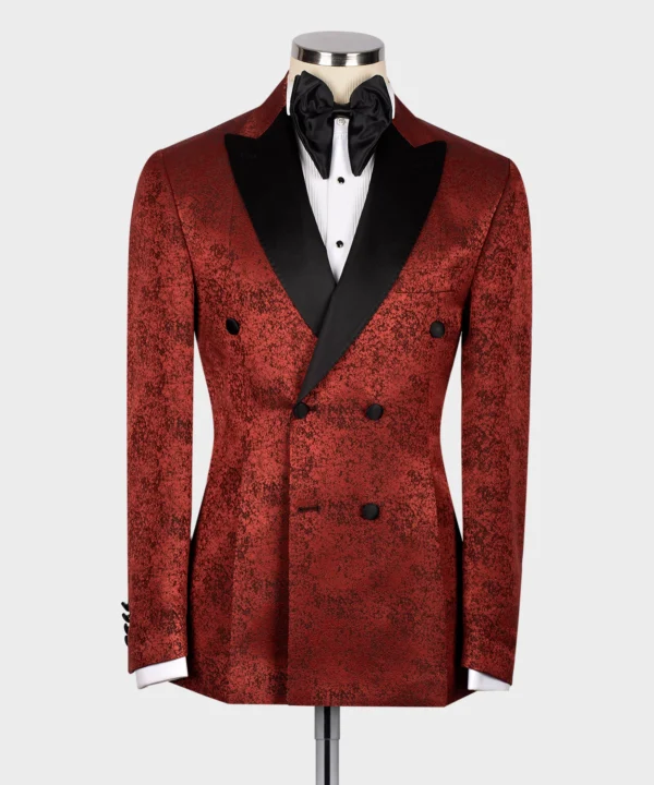 BLACK SATIN COLLAR BURGUNDY PATTERNED TUXEDOS - Image 2