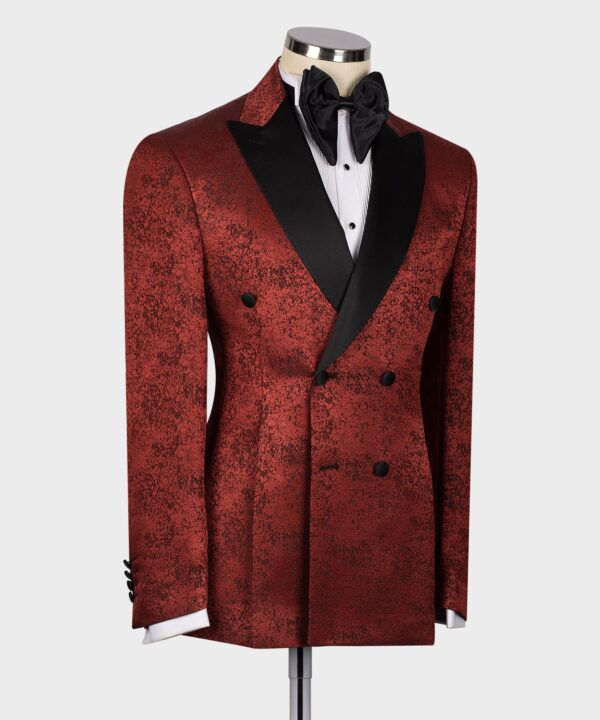 BLACK SATIN COLLAR BURGUNDY PATTERNED TUXEDOS - Image 3