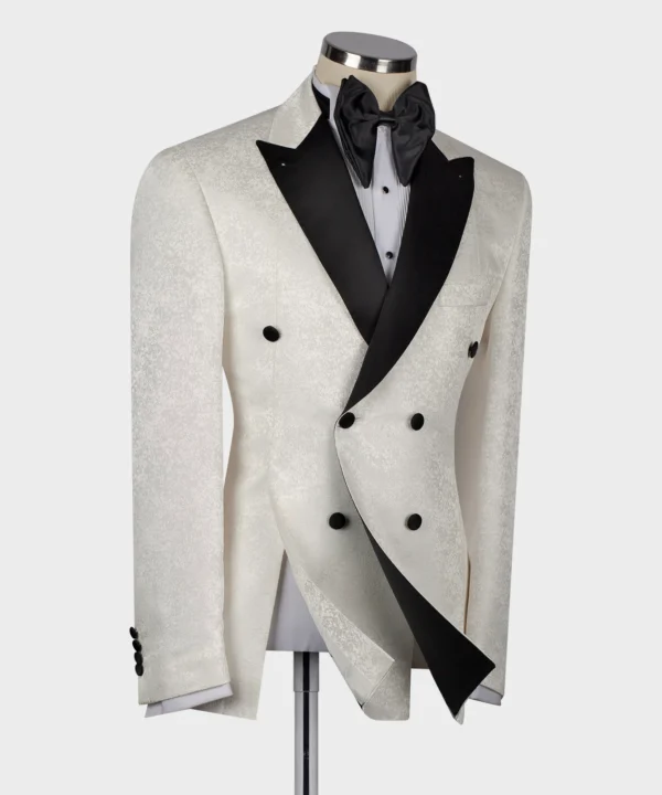 BLACK SATIN COLLAR WHITE PATTERNED TUXEDOS