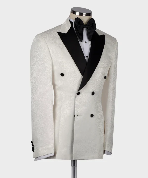 BLACK SATIN COLLAR WHITE PATTERNED TUXEDOS - Image 4