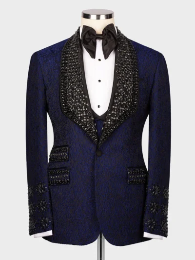 Black Gem Stone Blue Laleped Special Tuxedo