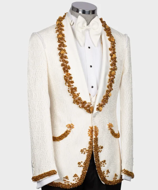 Gold Crystal Jewelried Cream Special Tuxedo - Image 2