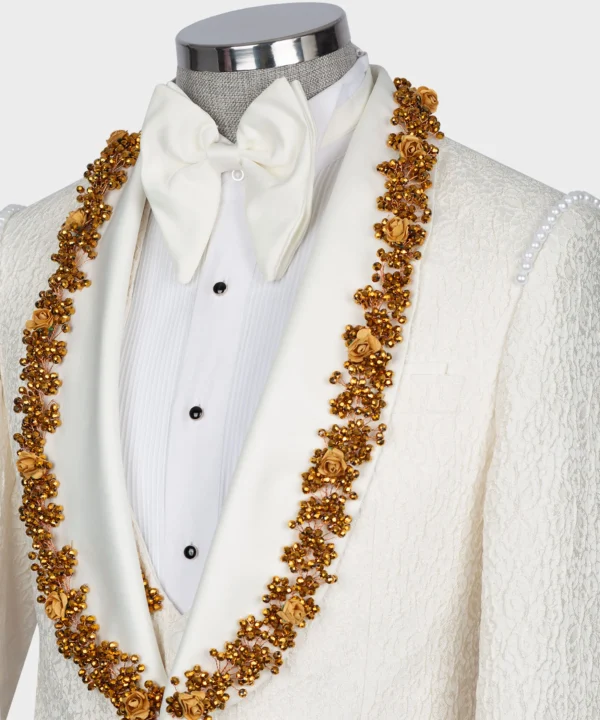 Gold Crystal Jewelried Cream Special Tuxedo - Image 3