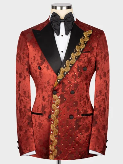 Red Patterned Custom Desing Tuxedo
