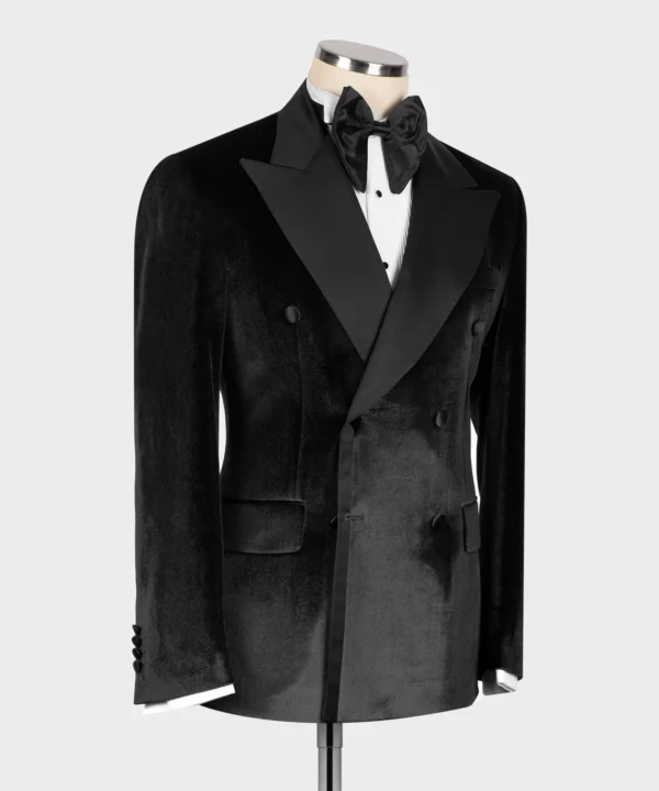 Black Velvet Black Satin apel Double Breasted Tuxedo - Image 2